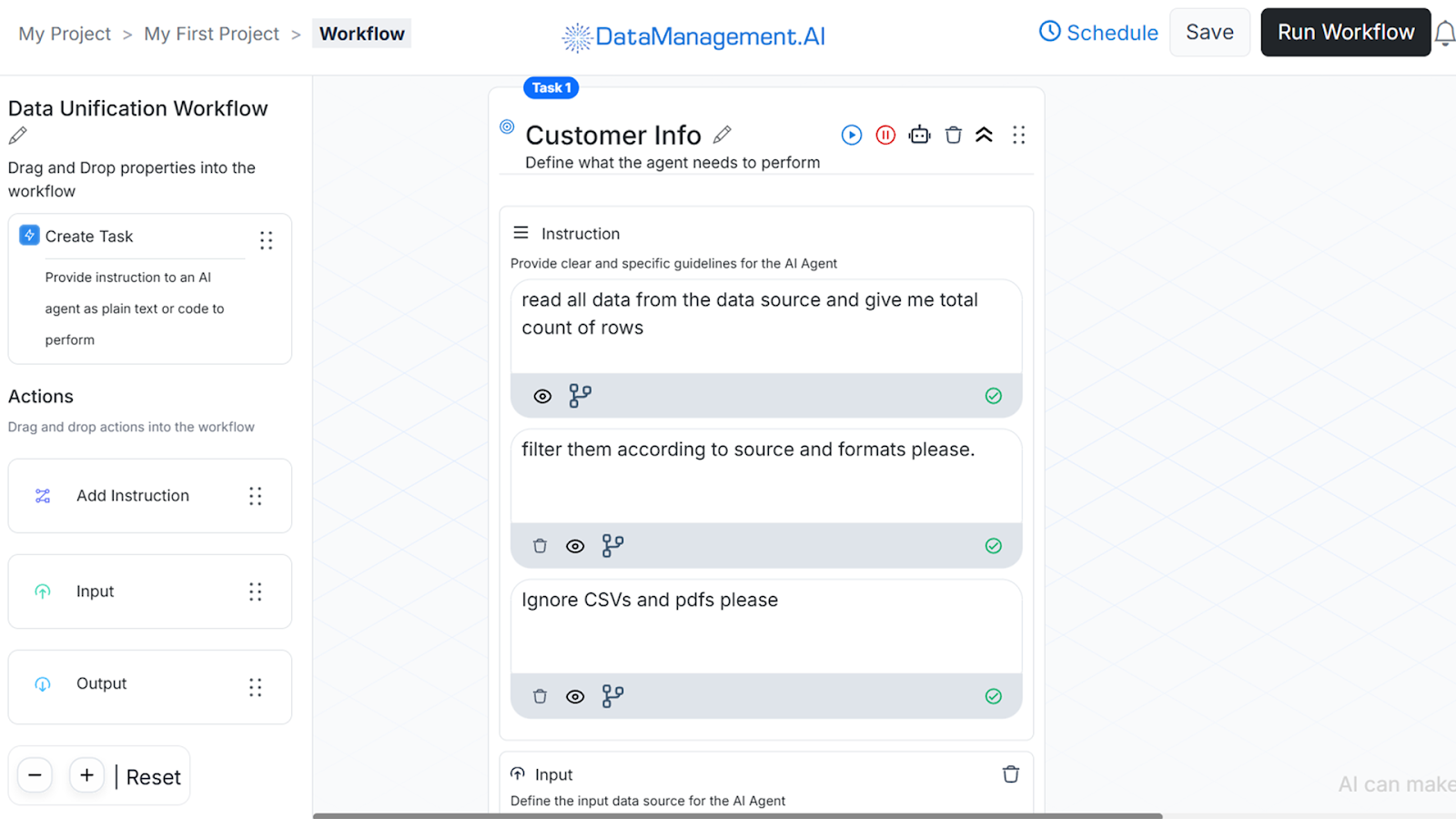 AI agent for quickly requesting good quality data in requested format.