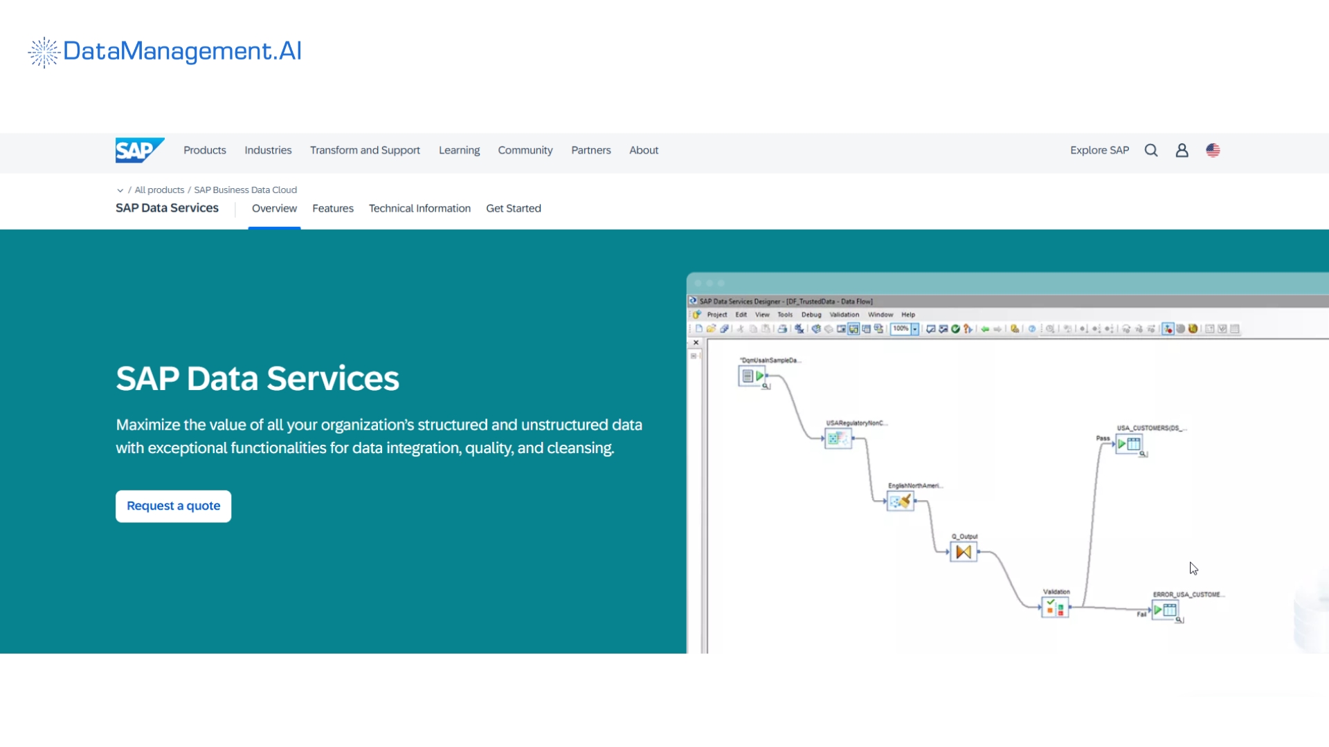 an example of data quality management software is sap