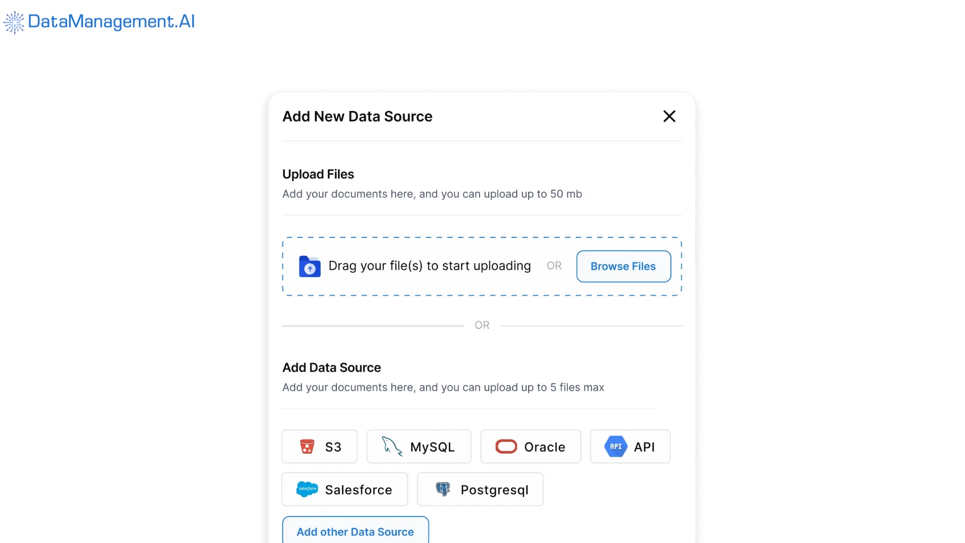 datamanagement.ai allows you to integrate data from varied sources