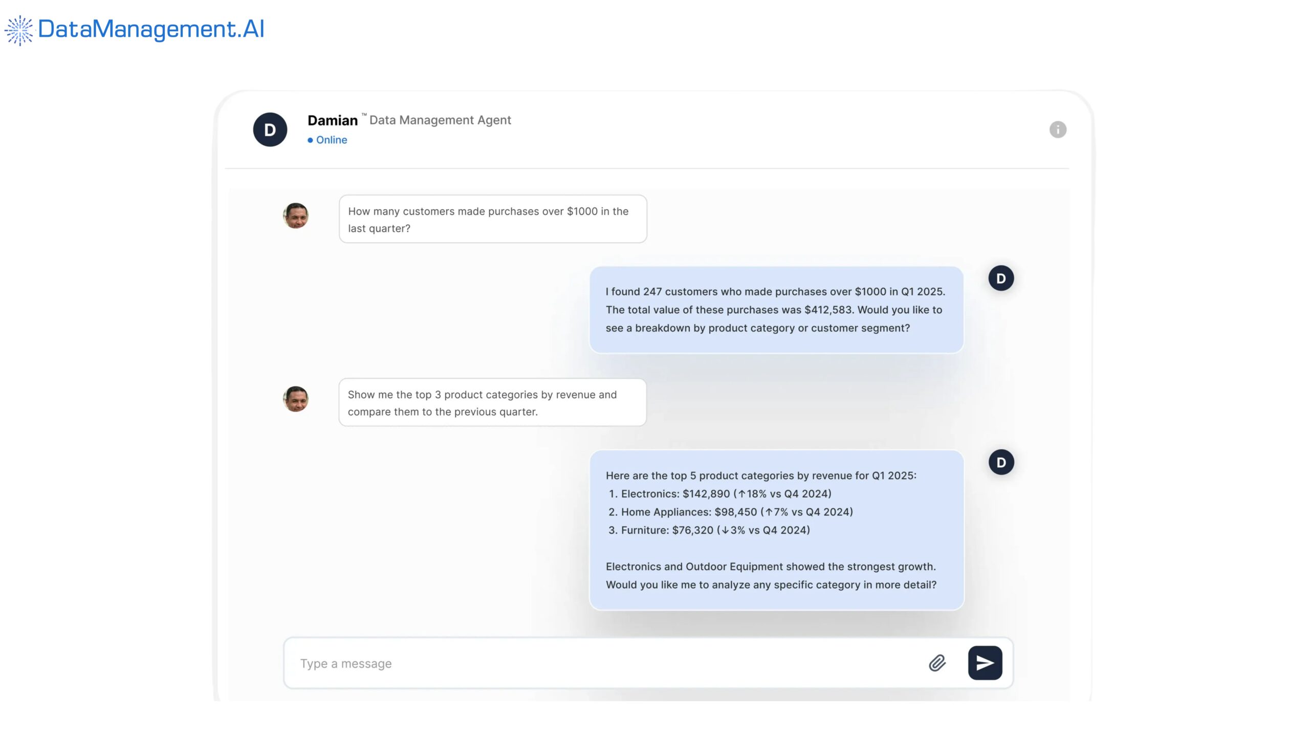 AI chatbot to help manage enterprise data management.